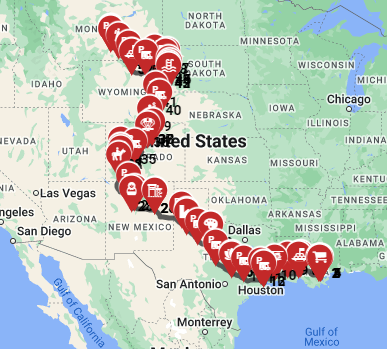Motorhome road trip with an RV from New Orleans to Billings
